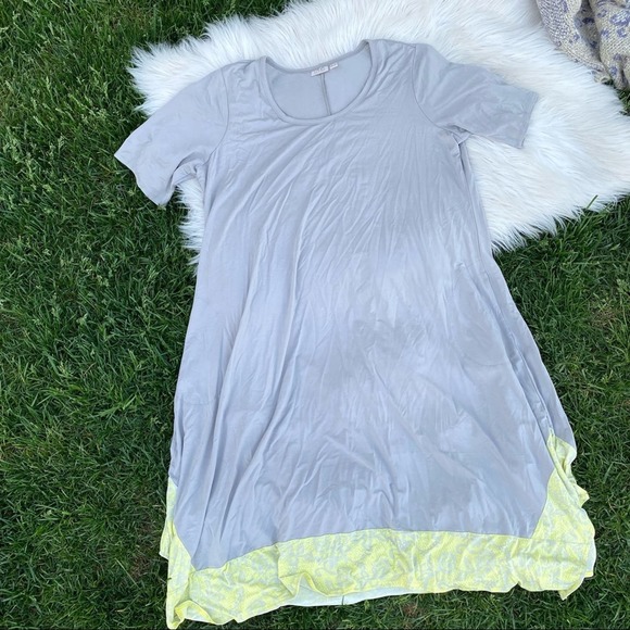LOGO Lori Goldstein gray neon trim mode dress 1X
